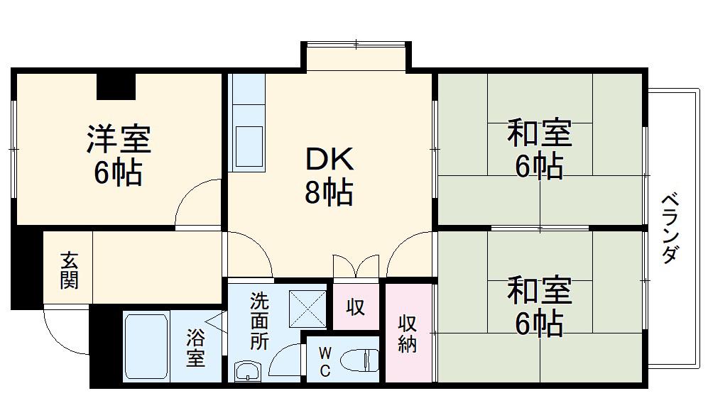 好日ハイツ(2LDK/2階)の間取り写真