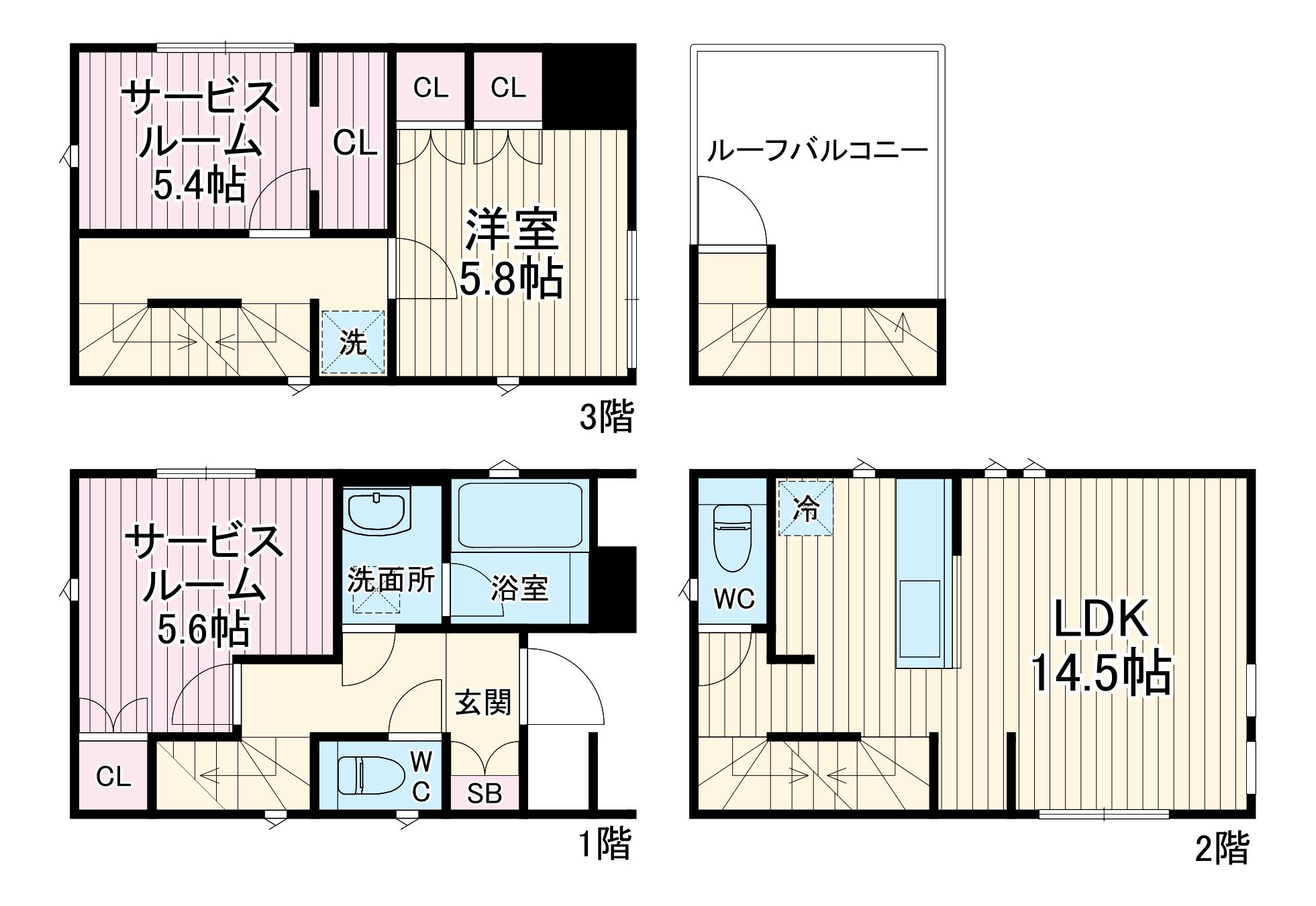 東急東横線 綱島駅 徒歩12分 3階建 築3年(1SLDK)の間取り写真