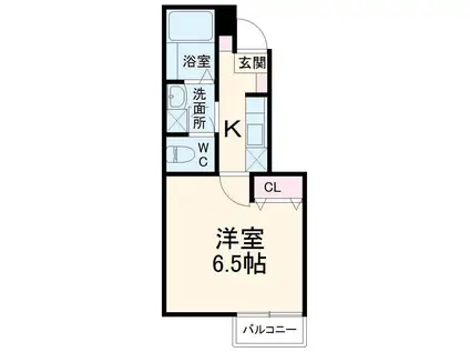 クレア春日部(1K/1階)の間取り写真