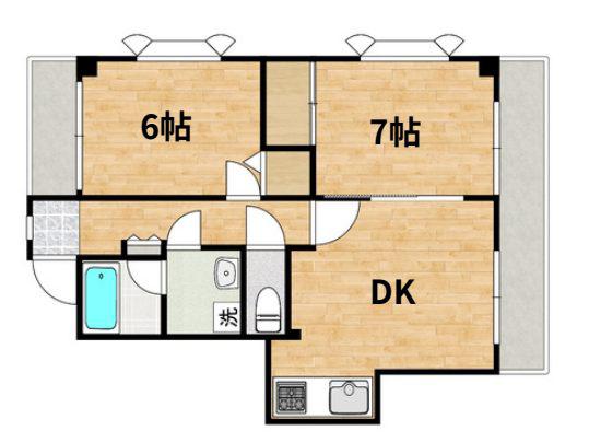 ベルエアガーデンⅧ(2LDK/2階)の間取り写真