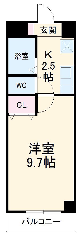 A・CITY日の出(1K/3階)の間取り写真