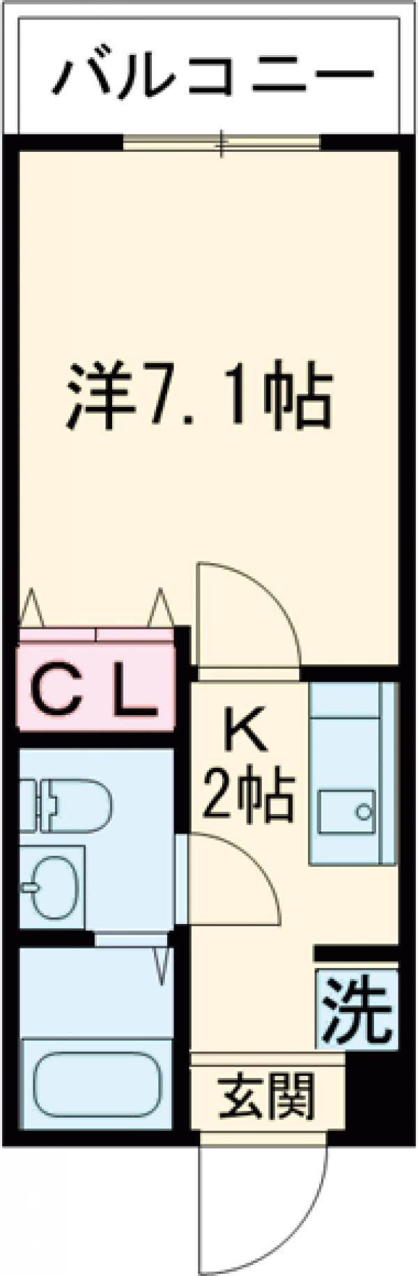 ロンデ西新宿(1K/2階)の間取り写真