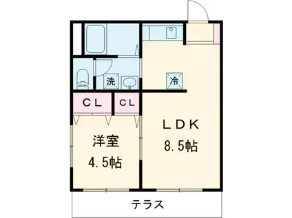 クレッセント神楽坂(1LDK/1階)の間取り写真
