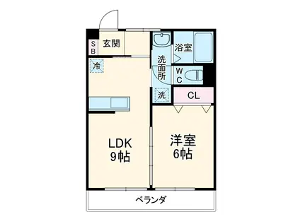 尾関ハイツ(1LDK/3階)の間取り写真