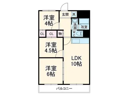 ハイネスト新大阪(3LDK/6階)の間取り写真