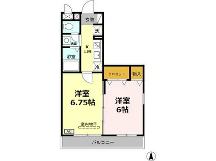 サウスヴェルドミール(2K/2階)の間取り写真