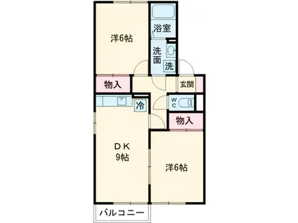 エクセル三番館(2DK/2階)の間取り写真