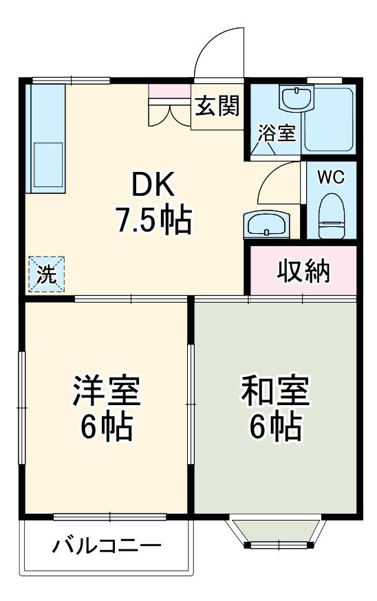 ブランメゾン長後(2DK/2階)の間取り写真