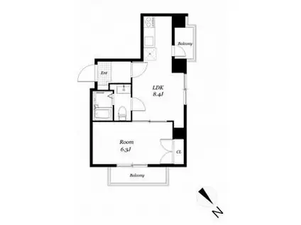 ARECX八幡(1LDK/3階)の間取り写真