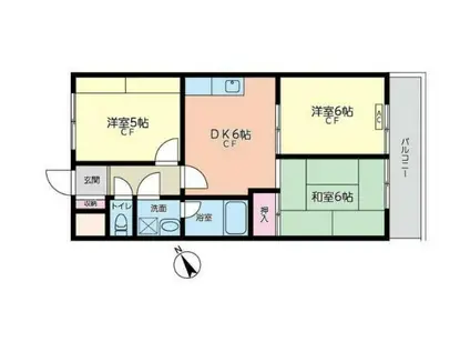 鶴見ガーデンハイム(3DK/1階)の間取り写真