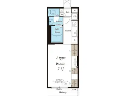 リブリ・フォレスタⅢ(1K/3階)の間取り写真