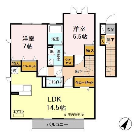 ロハスタウンⅢ(2LDK/2階)の間取り写真