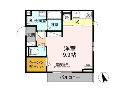 グランルミエール Ⅰ棟(1K/3階)の間取り写真