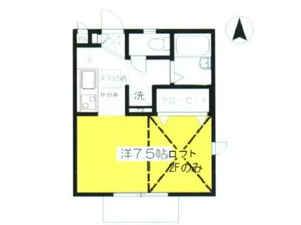 ヴォーグ東海大学前(1K/2階)の間取り写真