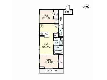 D-ROOM名駅F棟(2LDK/2階)の間取り写真