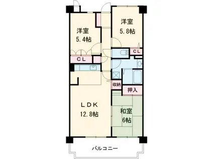 朝日プラザシティサザンパークI棟(3LDK/7階)の間取り写真