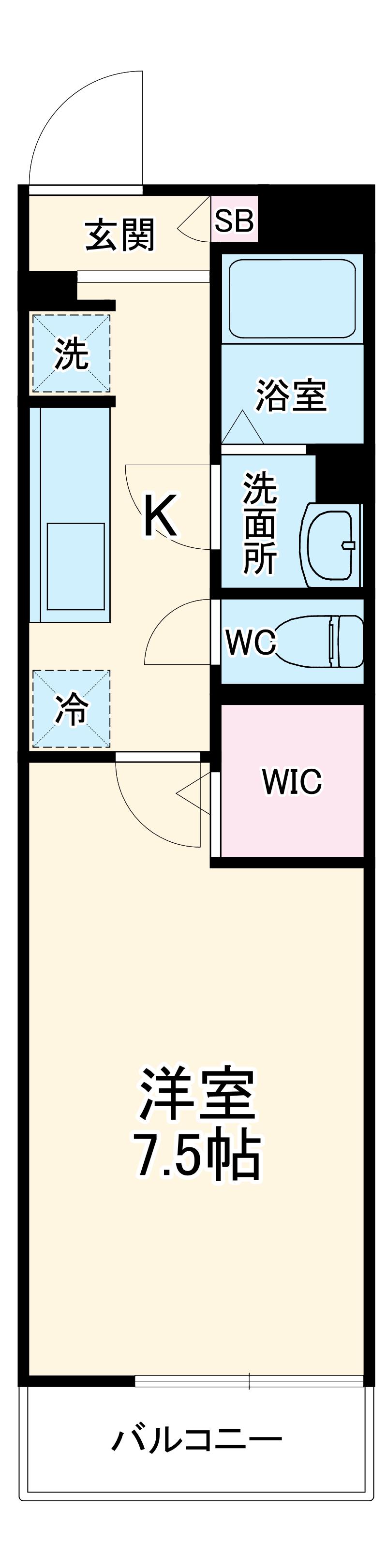 ヴィラ坂戸(1K/1階)の間取り写真