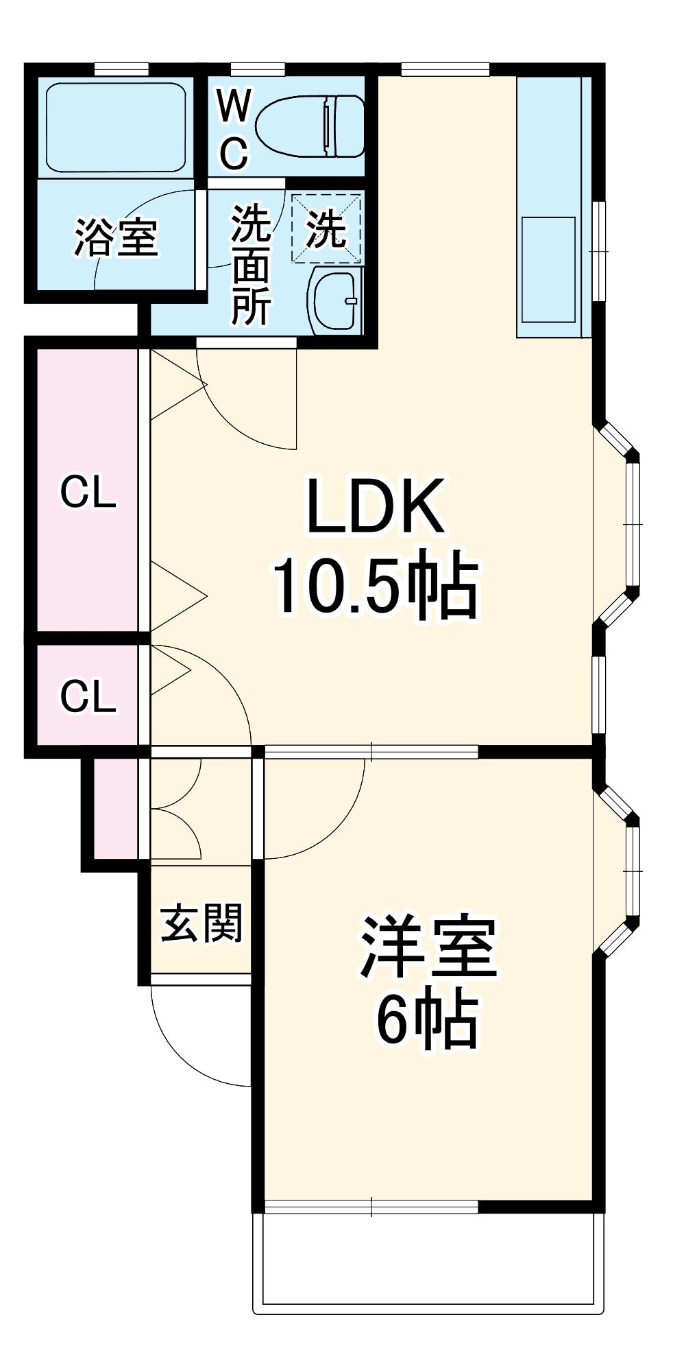 エバーグリーン(1LDK/1階)の間取り写真