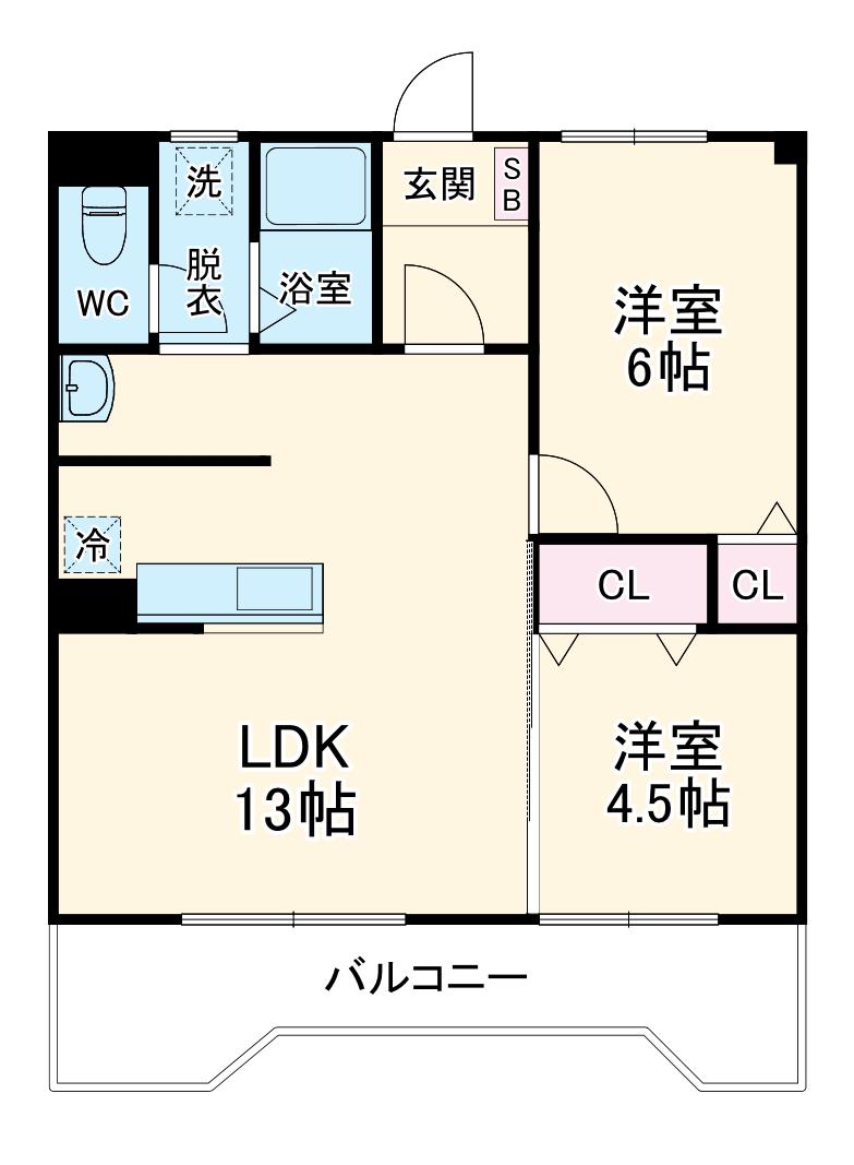 ピアチェーヴォレ(2LDK/2階)の間取り写真