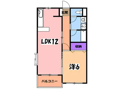 カーサ・デル・リーゾ(1LDK/2階)の間取り写真