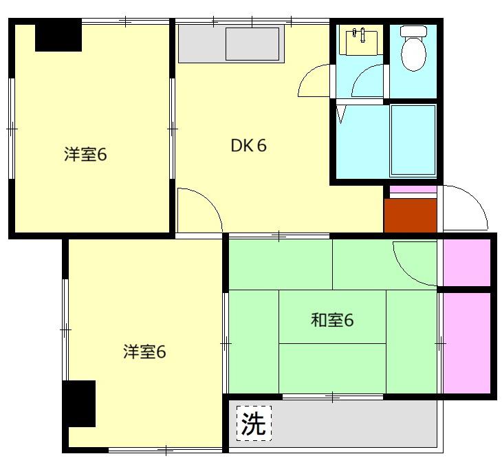 レジデンス香川Ⅱ(3DK/2階)の間取り写真