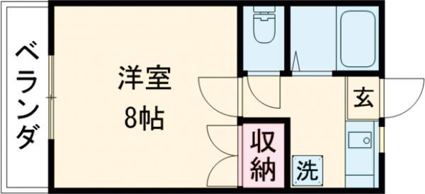 サンハイツカイガ5番館(1K/1階)の間取り写真