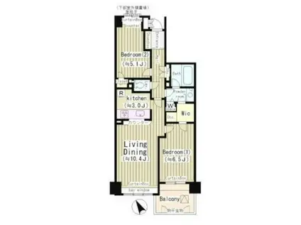 上北沢五丁目パーク・ホームズ(2LDK/4階)の間取り写真