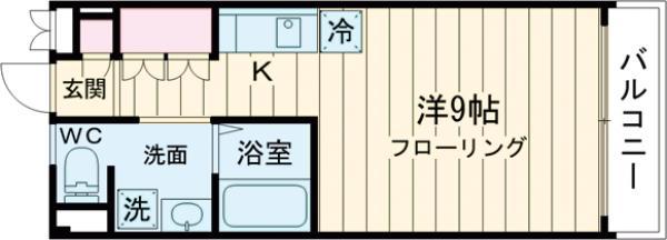 ウィステリアⅥ(ワンルーム/1階)の間取り写真