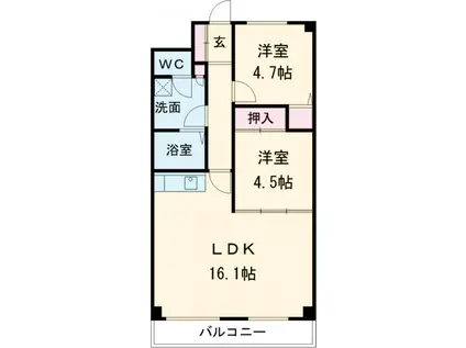 マンション桜(2LDK/2階)の間取り写真