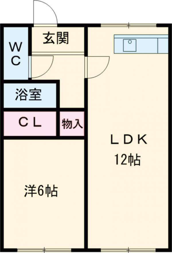 レジデンス富久C(1LDK/1階)の間取り写真