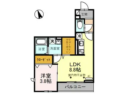 BRILLER 東大宮(1LDK/2階)の間取り写真