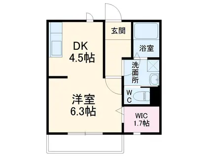 第3アンシックス(1DK/2階)の間取り写真