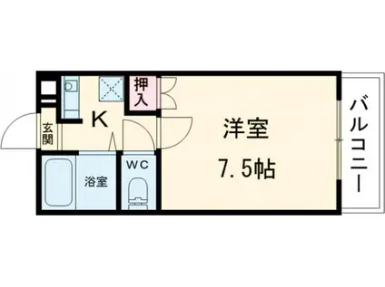 西本番町マンション(1K/4階)の間取り写真