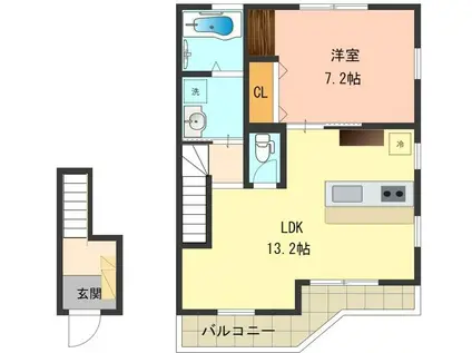 RECITIⅠ(1LDK/2階)の間取り写真