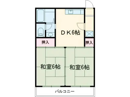 サンライブマンション(2DK/4階)の間取り写真