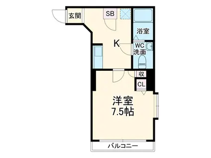 日之出ビル第二平尾(1K/6階)の間取り写真