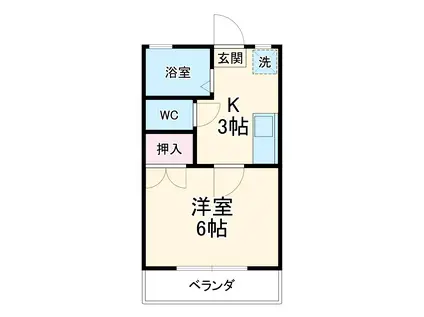 ドォミトリー御幸山(1K/2階)の間取り写真