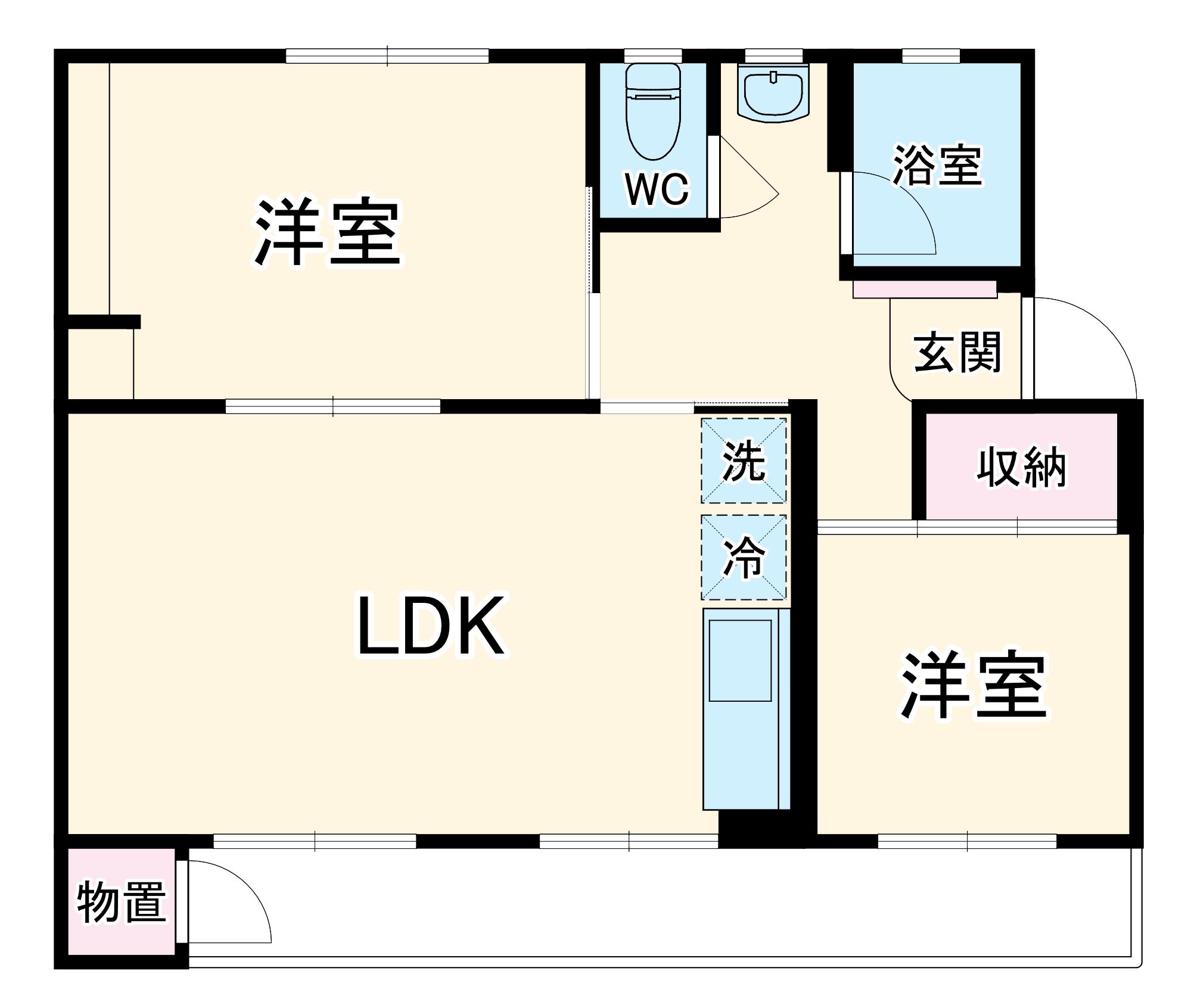 鍋屋上野9号棟(2LDK/3階)の間取り写真