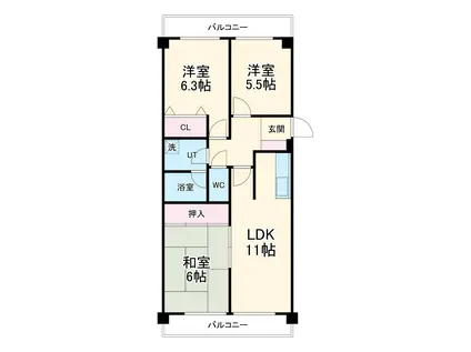 ライオンズマンション杁中ガーデン(3LDK/3階)の間取り写真