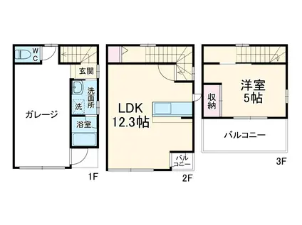 R-Garage助信　南棟(1LDK)の間取り写真