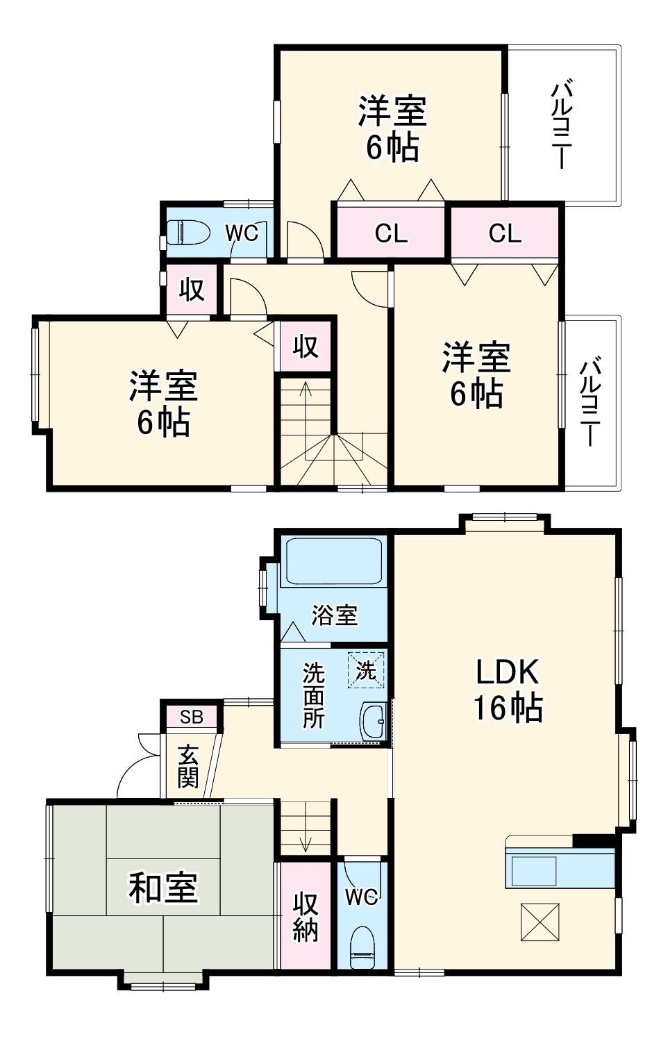 名鉄名古屋本線 栄生駅 徒歩6分 2階建 築25年(4LDK)の間取り写真