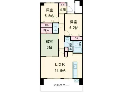 ダイアパレス高崎東町(3LDK/8階)の間取り写真