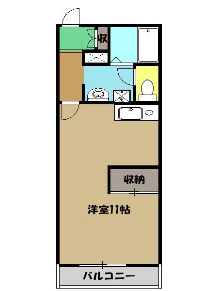 ボタニカアパルトマンⅠ(ワンルーム/1階)の間取り写真
