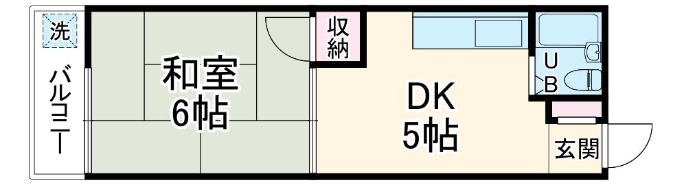 パール厚木(1DK/2階)の間取り写真