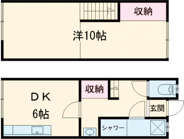 阪急電鉄嵐山線 上桂駅 徒歩10分 2階建 築55年(1DK)の間取り写真