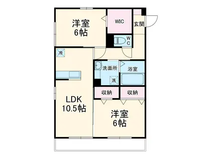 ヴェルドミール伍番館(2LDK/3階)の間取り写真