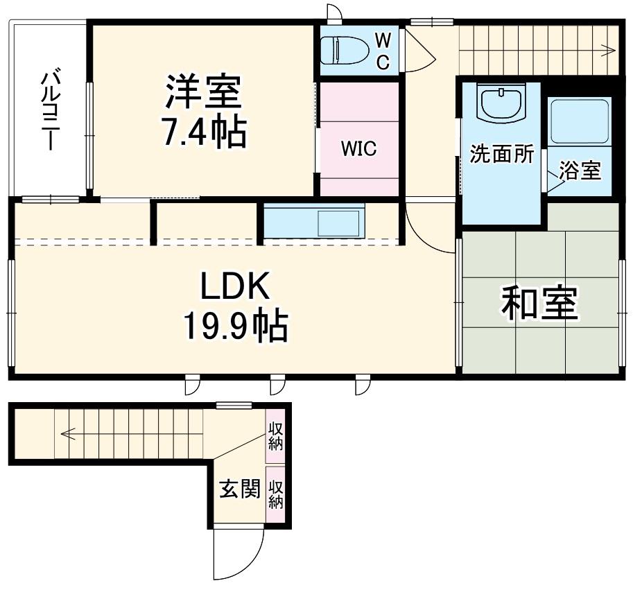 フォレストスクエアB(2LDK/2階)の間取り写真