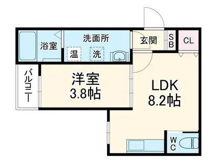 F ASECIA MAGNOLIA(1LDK/1階)の間取り写真