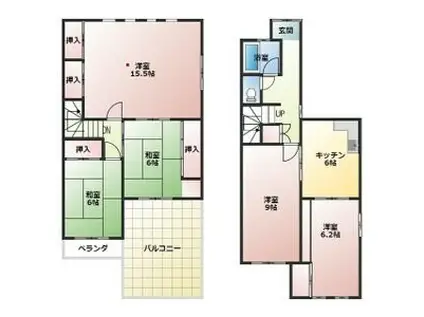 愛知環状鉄道 山口駅(愛知) 徒歩22分 2階建 築51年(5DK)の間取り写真