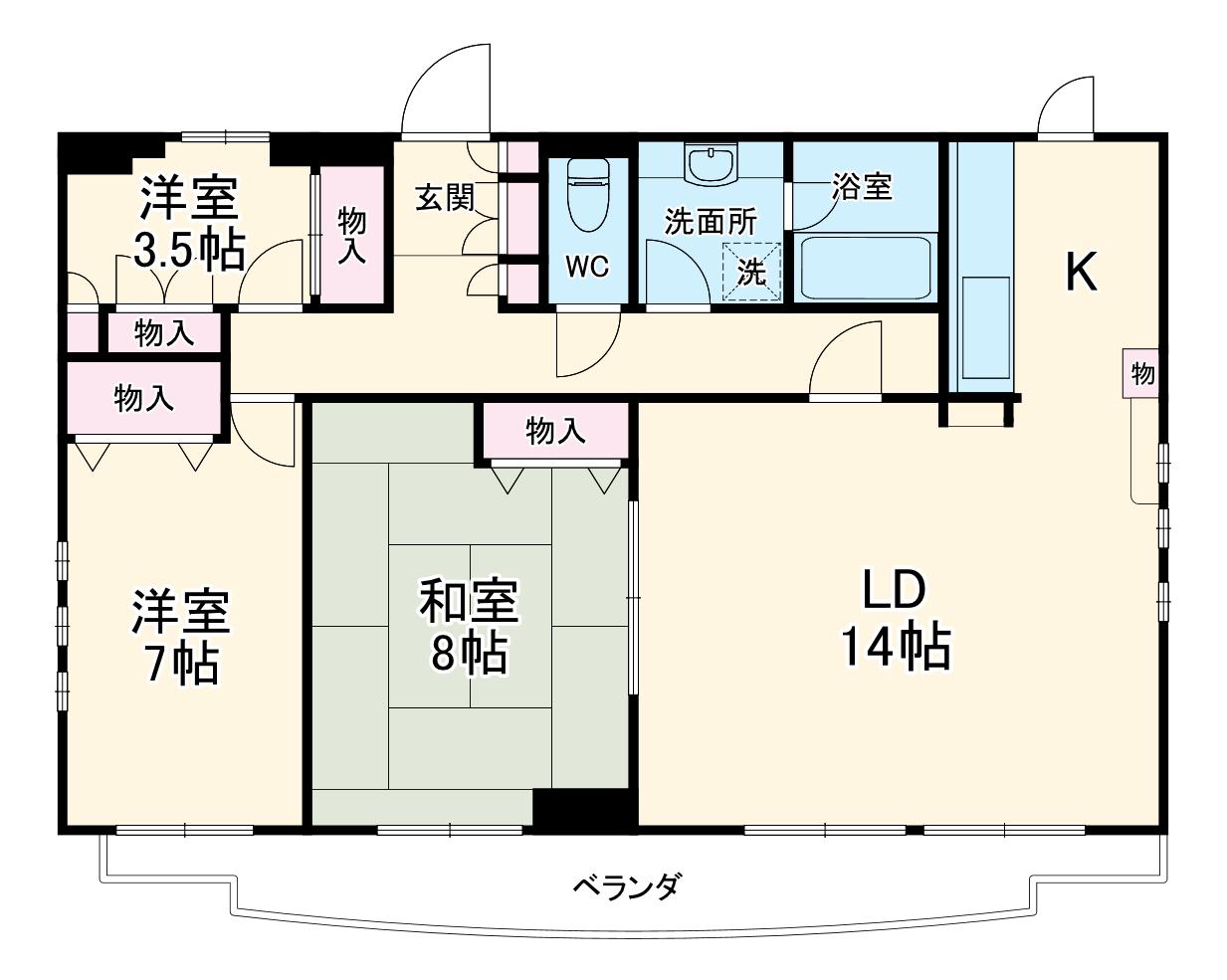 アムール虹ヶ丘(3LDK/7階)の間取り写真